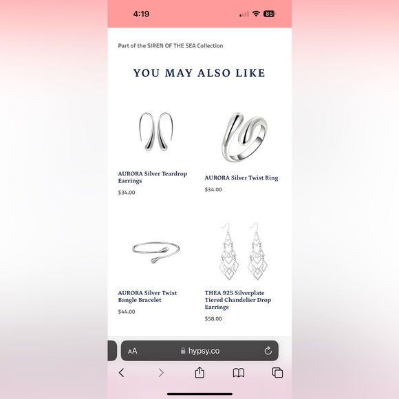 NWT AURORA Silver Teardrop Elegant Earrings Threader Hoop $68 - Picture 3 of 3